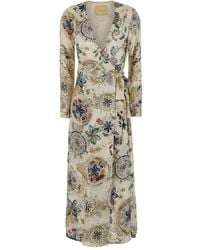 Momoní - V-Hals Jurk Met Print - Lyst