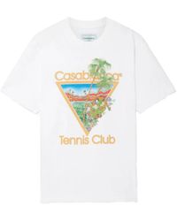 CASABLANCA - Weißes Tennis Club Icon T-Shirt - Lyst
