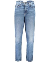 Calvin Klein - Blaue mom jeans mit stickerei - Lyst