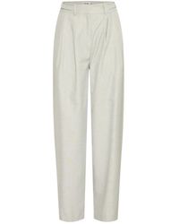 Ichi - Broeken ,Polyester London Fog Melange Barrel-Leg Broek - Lyst