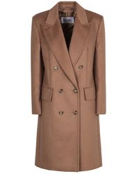 Max Mara - Jassen ,Bruin ,Wol Kameel Double-Breasted Wollen Jas - Lyst