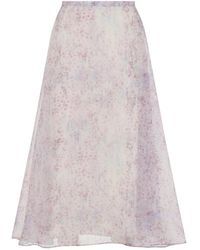 Alberta Ferretti - Printed Organza Midi Skirt - Lyst