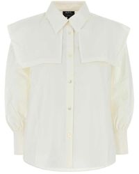 A.P.C. - Overhemden ,Wit ,Witte Poplin Ondine Shirt - Lyst