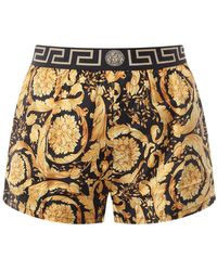 Versace - Shorts da pigiama in seta con stampa barocco - Lyst