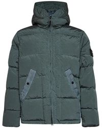 Stone Island - Jassen ,Groen ,Gewatteerd Jack Met Capuchon - Lyst