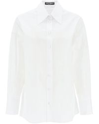 Dolce & Gabbana - Maxi hemd mit satin-knöpfen - Lyst
