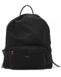 Kiton - Tassen ,Zwart ,Canvas Rugzak Met Leren Details - Lyst