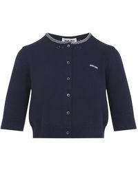 Miu Miu - Truien & Vesten ,Blauw ,Katoen Mini Cardigan - Lyst