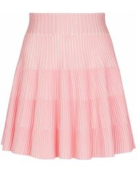 Balmain - Rokken ,Roze ,Polyester A-Lijn Rok Van Getextureerd Breisel - Lyst