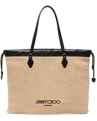 Jimmy Choo - Raffia Und Kalbsleder Tote Tasche - Lyst