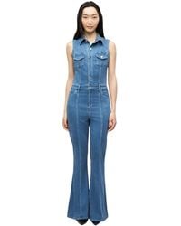 Guess - Jumpsuits & Playsuits ,Blauw ,Denim Harlo Flare Denim Jumpsuit - Lyst