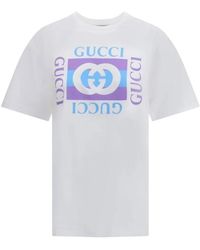 Gucci - Camiseta De Punto De Algodón Con Estampado, Talla - Lyst