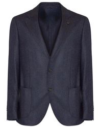 Lardini - Jassen ,Blauw ,Wol Blauwe Wol Kasjmier Herringbone Blazer - Lyst