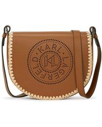 Karl Lagerfeld - Bolso Saddle Camel Det Rafia Logo Perfor - Lyst