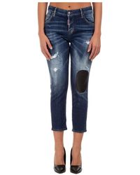 DSquared² Jeans Gamba Dritta Donna Cool Girl Cropped - Blauw