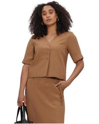 Object - Overhemden ,Bruin ,Nylon Mathilda 2/4 Lo Blazer - Lyst
