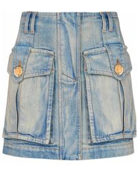 Balmain - Denim Skirts - Lyst