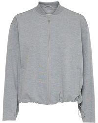 Ichi - Hoodies & Sweatvesten ,Grijs ,Leer Sweatshirt Met Ritssluiting - Lyst