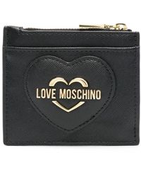 Love Moschino - Schwarzes kunstleder portemonnaie mit herz-patch - Lyst