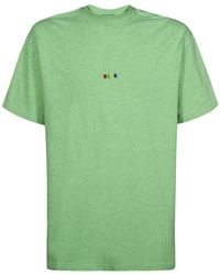 MSGM - Tops ,Groen ,Katoen Logo Detail Katoenen T-Shirt - Lyst