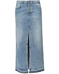 Dondup - Denim Langer Rock Mit Ausgefranstem Saum - Lyst