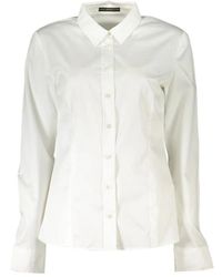 Guess - Witte Katoenen Overhemd Met Italiaanse Kraag - Lyst