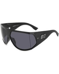 DSquared² - Accessoires ,Zwart ,Sportieve Wraparound Zonnebril Model 0124/S - Lyst