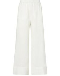 Peuterey - Broeken ,Wit ,Leer Wijde Broek - Lyst