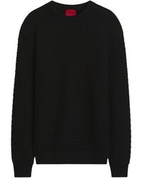 HUGO - Truien & Vesten ,Zwart ,Trui Met Ronde Hals - Lyst