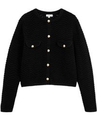 Suncoo - Truien & Vesten ,Zwart ,Katoen Klassieke Noir Cardigan Met Patroon Gebreid - Lyst