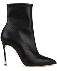 Casadei - Schwarze Leder-Stiefeletten Mit Spitzer Kappe - Lyst