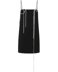 Moschino - Kleedjes ,Zwart ,Polyester Versierde Stretch Crêpe Jurk - Lyst