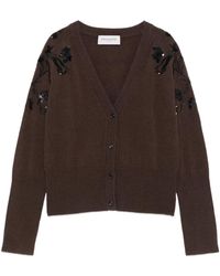 Ermanno Scervino - Bruine Wollen Gebreide V-Hals Trui - Lyst