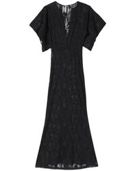 Elisabetta Franchi - Schickes Schwarzes Midi-Kleid Mit Gürtel - Lyst