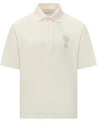 Ami Paris - Tops ,Wit ,Katoen De Coeur Katoen Piqué Polo - Lyst