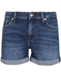 7 For All Mankind - Dunkelblaue mid roll shorts sea star 7 for all kind - Lyst