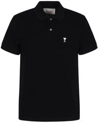 Ami Paris - Tops ,Zwart ,Quota Contrasted Ami De Coeur Polo Shirt - Lyst