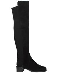 Stuart Weitzman - Zwarte Leren Over De Knie Laarzen - Lyst