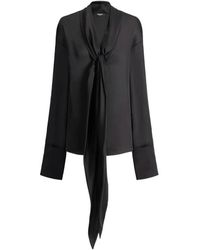 Balmain - Zijden Blouse Met Strikkraag - Lyst