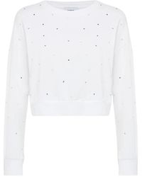 Alpha Studio - Hoodies & Sweatvesten ,Wit ,Lange Mouw Cropped Top Met Sparkles - Lyst