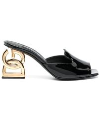 Dolce & Gabbana - Schwarze sandalen mit gelabeltem absatz - Lyst