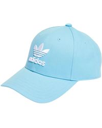 adidas Originals - Cappellino baseball trefoil bianco e blu chiaro - Lyst