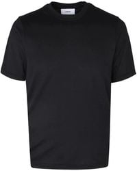 Lardini - Tops ,Zwart ,Katoen T-Shirt Van Katoen En Zijde Met Ronde Hals - Lyst