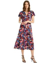 iN FRONT - Kleedjes ,Veelkleurig ,Polyester Kleurrijke Dancy Jurk Met V-Hals - Lyst