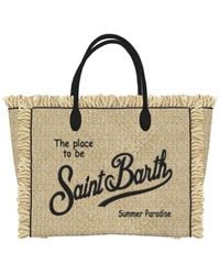 Mc2 Saint Barth - Mini borsa di paglia con frange - Lyst