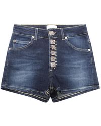 Dondup - Korte Broeken ,Blauw ,Denim Denim Bermuda Shorts Met Juweeldetail - Lyst