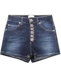 Dondup - Korte Broeken ,Blauw ,Denim Denim Bermuda Shorts Met Juweeldetail - Lyst