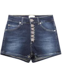 Dondup - Korte Broeken ,Blauw ,Denim Denim Bermuda Shorts Met Juweeldetail - Lyst
