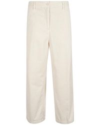 Aspesi - Witte Broek Met Wijde Pijpen En Rits - Lyst