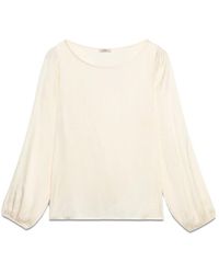 Oltre - Langarm-bluse aus viskose-satin - Lyst